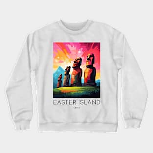 A Pop Art Travel Print of Easter Island - Chile Crewneck Sweatshirt